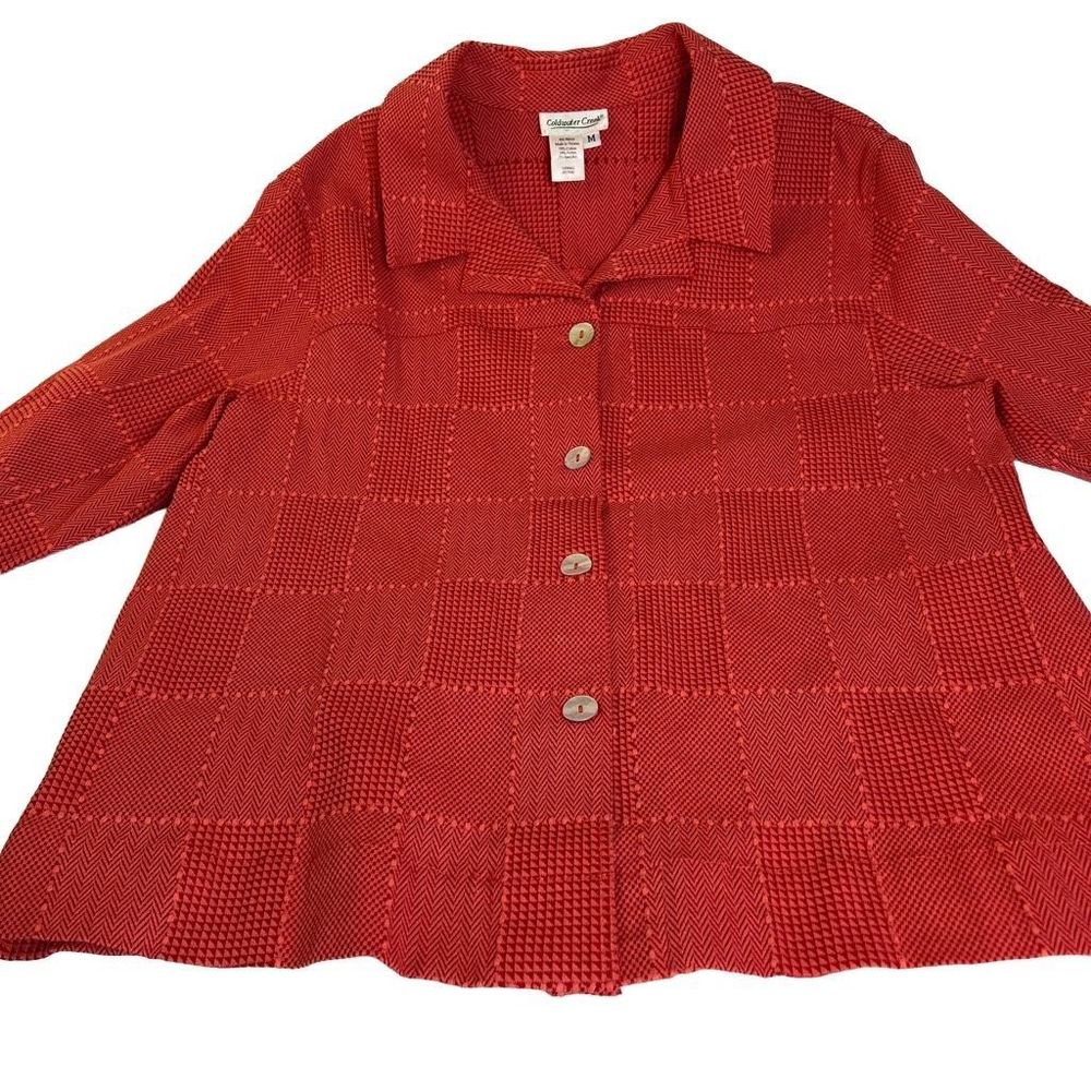 Coldwater Creek Women's Coral / Red Button-Down Long-Sleeve Blazer Size‎ Medium